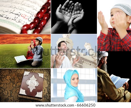 stock photo : Beautiful ISLAM collection, collage of several photos, Muslim people and their activities