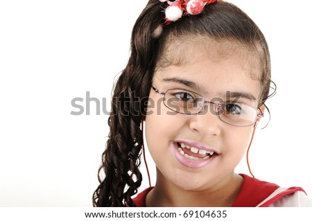 stock photo Mixed race adorable cute little school girl portrait arabic