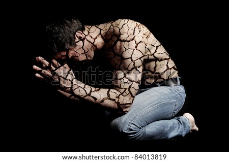 Cracked skin man in pose