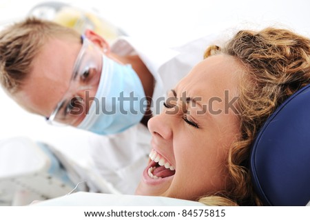 Scared female at hospital, visiting dentist