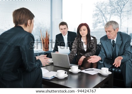 New worker in an interview with three business people getting bad results