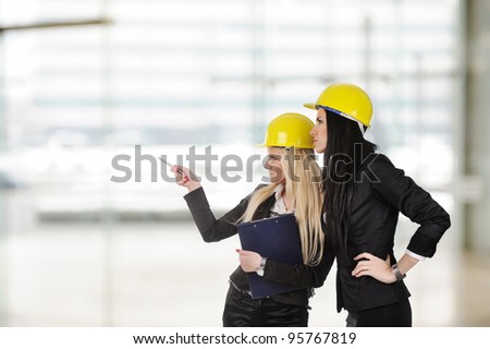 Female architect engineering team at work