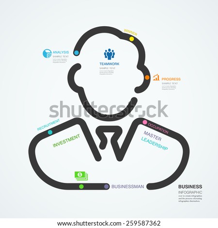 infographics vector business people design. Businessman concept diagram line style template