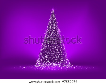 Abstract Purple Christmas Tree On Purple. Eps 8 Vector File Included