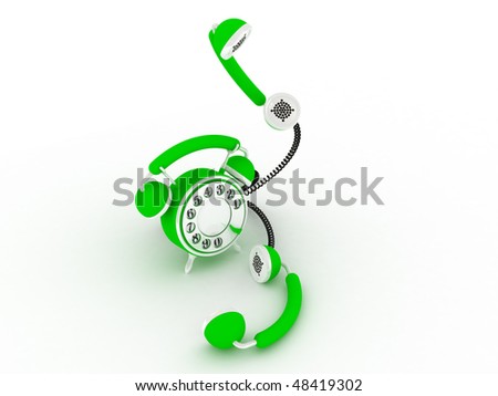 Toy phone over white background