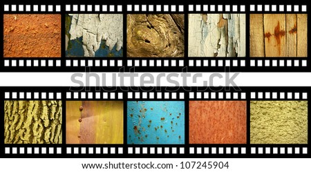 film strip with 10 old natural textures for your design