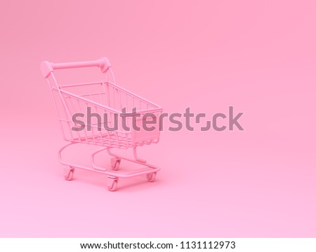3d rendering illustration pink Shopping Carts with on pink background