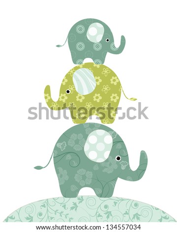 Stacking elephant nursery art for boys