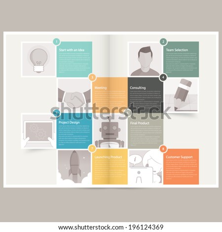 Classic Case Study Booklet brochure design template for business with concept icons Classic Case Study Booklet brochure design template for business with concept icons