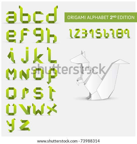 Origami alphabet letters and numbers with origami object Second version Origami alphabet letters and numbers with origami object Second version