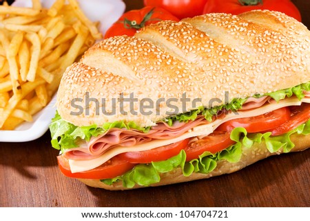 sandwich with bacon and vegetables