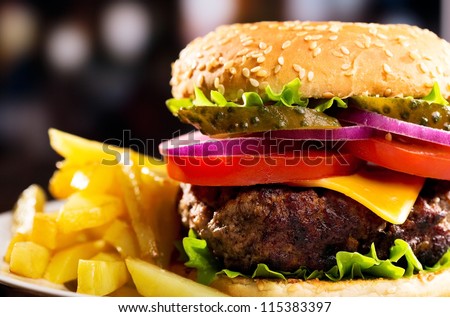 Hamburger With Fries