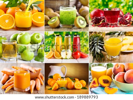 collage of various juice