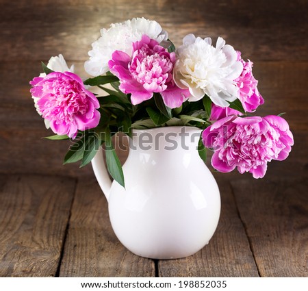 Still life with bouquet of peonies