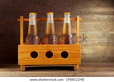 Wooden crate with beer bottles