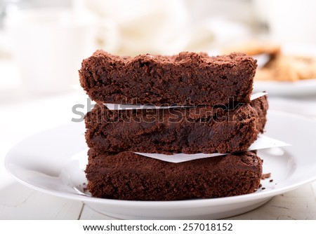 pieces of chocolate cake on a plate