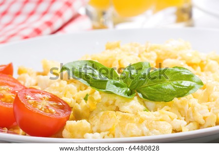 breakfast with scrambled egg and vegetables