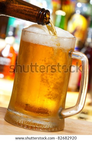 Beer pouring into mug
