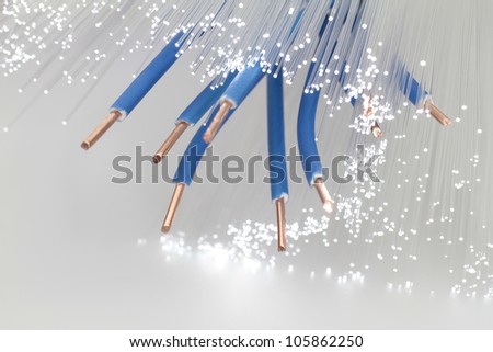 Data can be transmitted over copper wire and fiber optics.