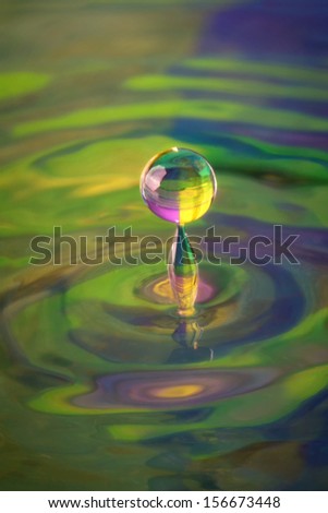 Colorful aqua blue green  water drop and splash