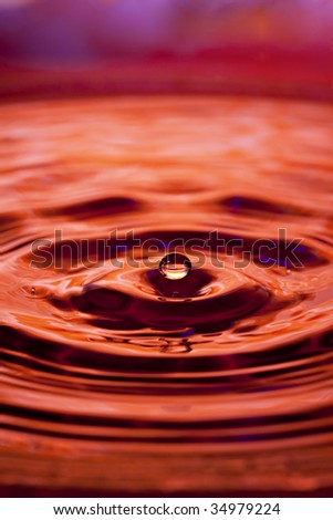 Colorful orange water drop and splash