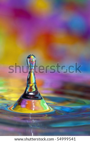 Colorful green, pink, orange, yellow  and blue water drop and splash