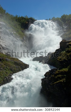 Powerful waterfall from Norway glacier