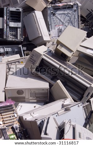 Old computer and technology garbage