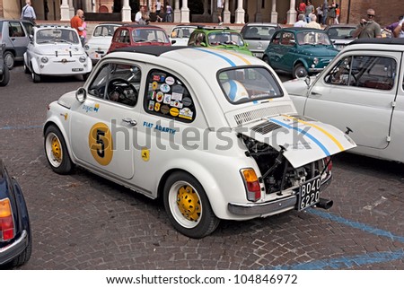 FORLI\' ITALY - JUNE 10: vintage italian tuned car Fiat 500 Abarth at \