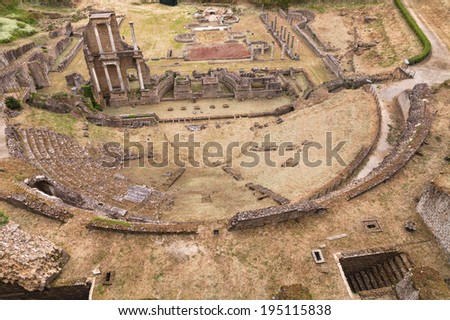 antique Roman Theater (1st century BC) in Volterra, Tuscany, Italy - italian archeology, ruins of an ancient amphitheater