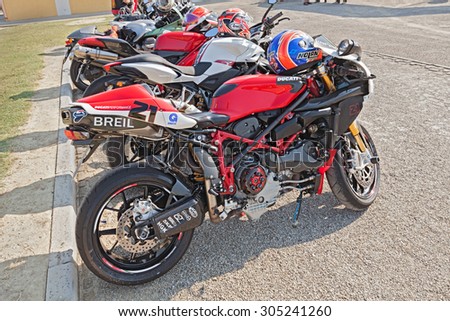 PIEVEQUINTA, FORLI\', ITALY - JULY 19: italian sport bike Ducati 1098 R Bayliss Limited Edition in motorcycle rally \