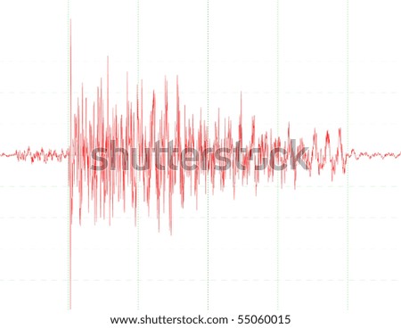 stock vector : earthquake wave graph - chart of a seismograph - audio wave 