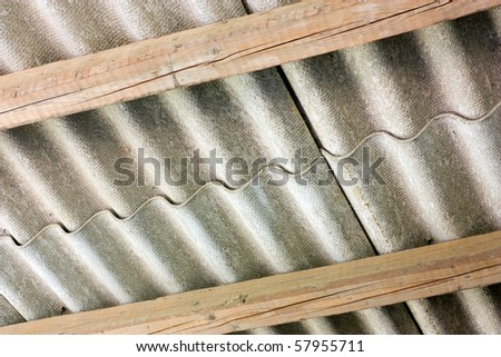asbestos cement panels, pollution source, wavy roof cover on pollutant eternit  panels