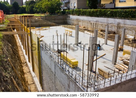 excavation and foundation for the construction of a building - masonry work