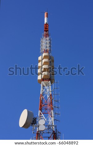 dtt, digital terrestrial radio television, repeater relay station, pylon with aerials for transmission