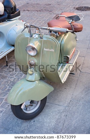 IMOLA (BO) ITALY - OCTOBER 8: Vintage scooter Lambretta on display by the Vespa club Imola at old cars and motorcycle meeting \