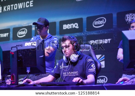 KATOWICE, POLAND - JANUARY 19: Adrian Candy Panda WÃ?Â¼bbelmann from SK Gaming at Intel Extreme Masters 2013 - Electronic Sports World Cup on January 19, 2013 in Katowice, Silesia, Poland.