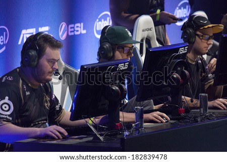 KATOWICE, POLAND - MARCH 16: Ninjas in Pyjamas at Intel Extreme Masters 2014 (IEM) - Electronic Sports World Cup on March 16, 2014 in Katowice, Silesia, Poland.