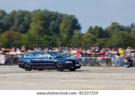 KATOWICE, POLAND- SEPTEMBER 24: Audi in action at Mobil1 Summer Cars Party 2011 RACE & MUSIC on September 24, 2011 in Katowice, Silesia, Poland.