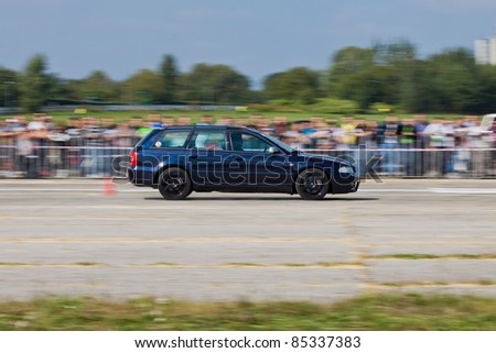 KATOWICE, POLAND- SEPTEMBER 24: Audi in action at Mobil1 Summer Cars Party 2011 RACE & MUSIC on September 24, 2011 in Katowice, Silesia, Poland.