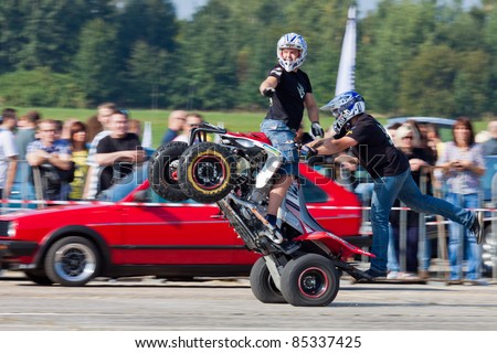 KATOWICE, POLAND- SEPTEMBER 24: Quad show at Mobil1 Summer Cars Party 2011 RACE & MUSIC on September 24, 2011 in Katowice, Silesia, Poland.