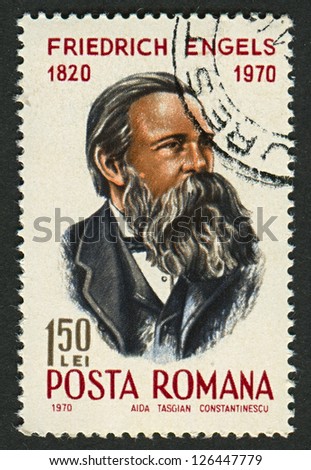 ROMANIA - CIRCA 1970: Postage stamps printed in Romania dedicated to Friedrich Engels (1820-1895), German social scientist, author, political theorist, philosopher, circa 1970.