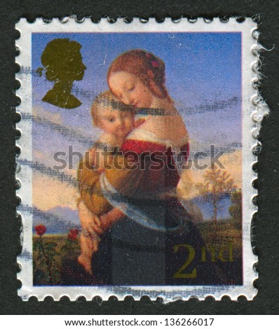 UK - CIRCA 2008: A stamp printed in UK shows image of The Madonna, circa 2008.