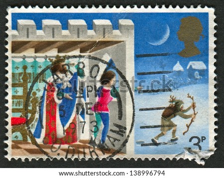 UK - CIRCA 1973: A stamp printed in UK shows image of the Good King Wenceslas, the Page and Peasant, circa 1973.