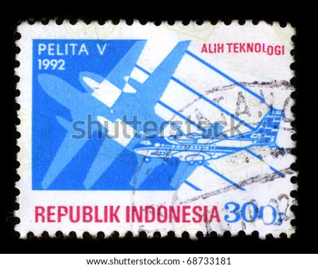 INDONESIA - CIRCA 1992: A stamp dedicated to the Pelita Air Service is an airline based in Jakarta, Indonesia, circa 1992.