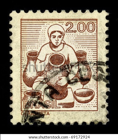 BRAZIL - CIRCA 1970: A stamp dedicated to the Ceramic industry in Brazil, circa 1980.