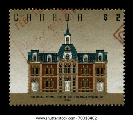 CANADA-CIRCA 1980:A stamp printed in CANADA shows image of The Toronto Normal School was a teachers college in Toronto, Ontario, Canada, circa 1980.
