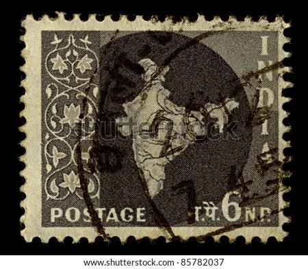 INDIA-CIRCA 1957:A stamp printed in India shows image of map of India, circa 1957.