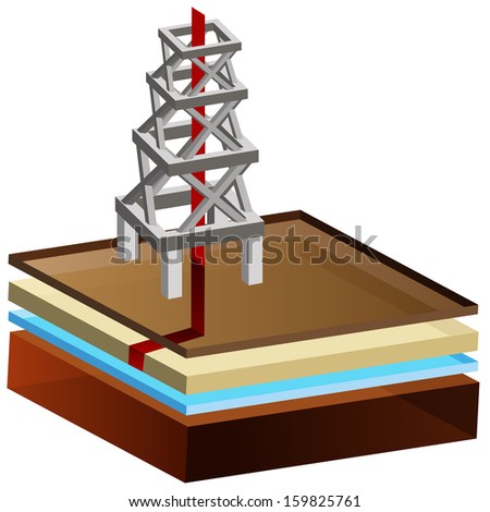 An image of a 3d hydraulic fracking rig. - stock photo
