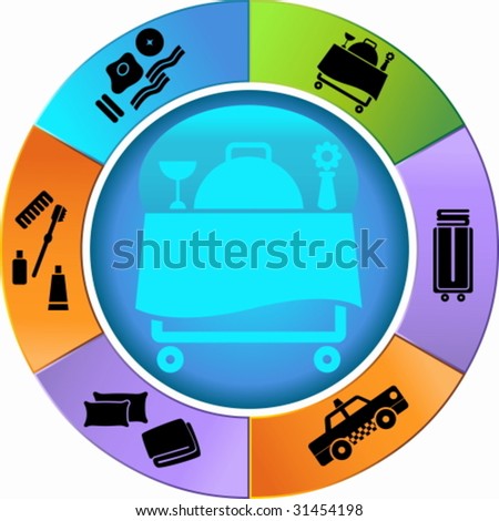 hotel icon set. stock vector : Hotel Feature Wheel Icon Set : Collection of hotel and spa